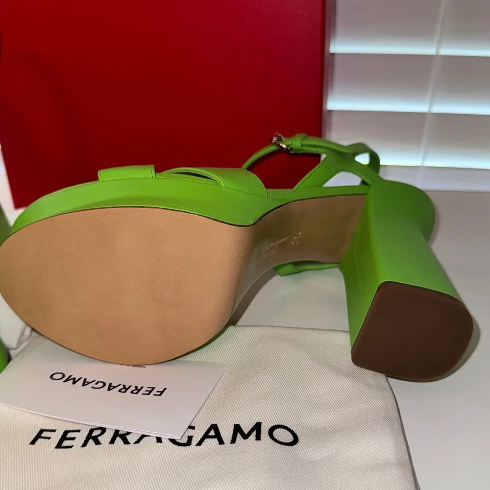 Ferragamo Sonya Heel in Lime - Picture 7 of 13